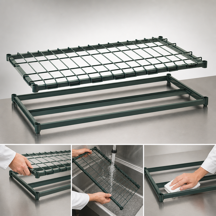 Product image #3 for Super Erecta 48"W x 21"D Wire Deck Dunnage Shelf with Lift-Off Mat and Metroseal 3 Finish