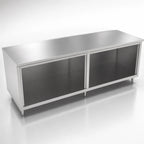 Thumbnail image #3 for John Boos 4CO4-36108 Stainless Steel Work Table with Open-Front Cabinet Base, 108 x 36 in, 14-Gauge 300-Series Flat Top