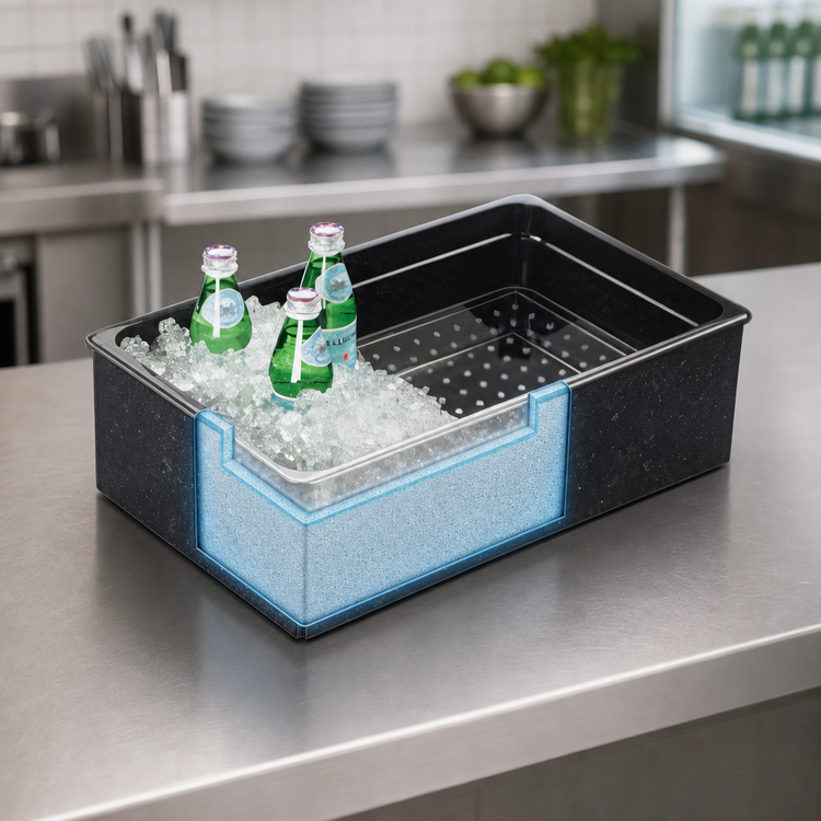 Product image #3 for Cal-Mil Fully Insulated Black Ice Pan Housing for Food Pan, 12 x 20 x 6 Inches