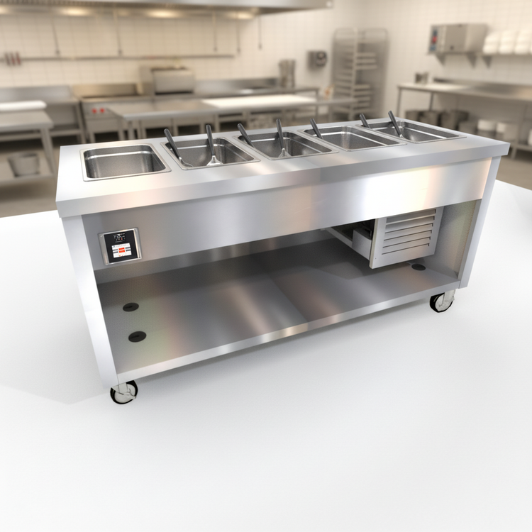 Product image #2 for Thurmaduke TFCP-74SS-N7 74-Inch 5-Section Mobile Flush Mount Refrigerated Cold Pan