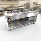 Thumbnail image #2 for Duke Manufacturing Thurmaduke TFCP-74SS-N7 74-Inch 5-Section Mobile Stainless Steel Refrigerated Cold Pan with Digital Touchscreen