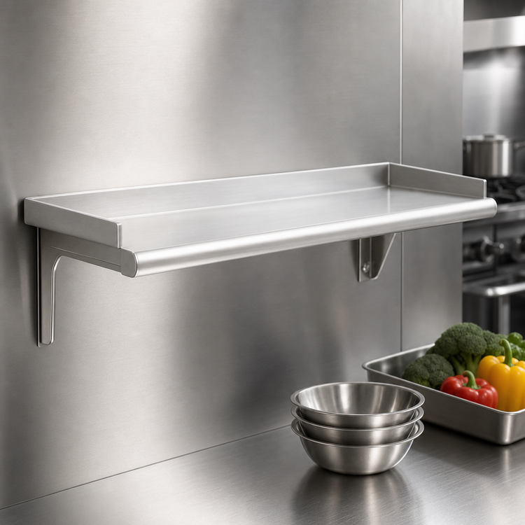 Product image #3 for Eagle Group Snap-n-Slide 36-Inch W x 12-Inch D Wall Shelf, Rolled Front Edge, 16/430 Stainless Steel