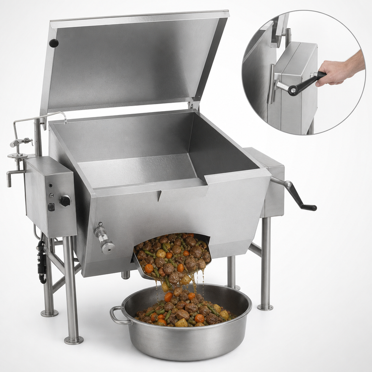 Product image #3 for Classic TGSE-2440-7 Gas Tilting Skillet, 31-Gallon, Manual Tilt, Open Frame Base