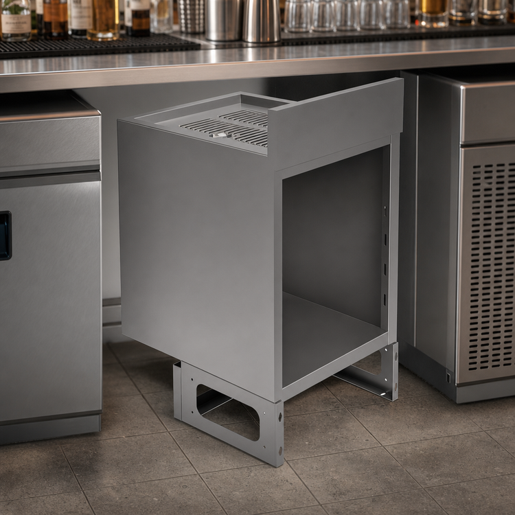 Product image #3 for BK Resources Open Front Underbar Drainboard Cabinet Base with 4-Inch Riser, 18 x 21-1/4 x 34 Inches