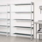 Thumbnail image #3 for Fermod Fermostock 5R68B83-E 5-Tier Perforated Polymer Shelving Expansion Kit, 68"W x 18"D x 83"H, Aluminum, 1 Upright