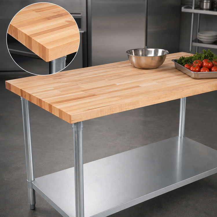 Product image #3 for John Boos JNS11-X 72-Inch Wood Top Work Table with Adjustable Undershelf and Galvanized Legs