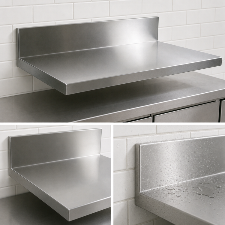 Product image #3 for John Boos Stainless Steel Countertop with 6-Inch Boxed Backsplash, 12 x 30 Inches