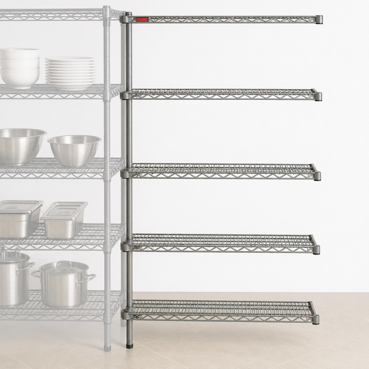 Product image #3 for Eagle Valu-Master 4-Tier Add-On Wire Shelving Unit, 36W x 24D x 74H, Pewter Gray Epoxy Finish