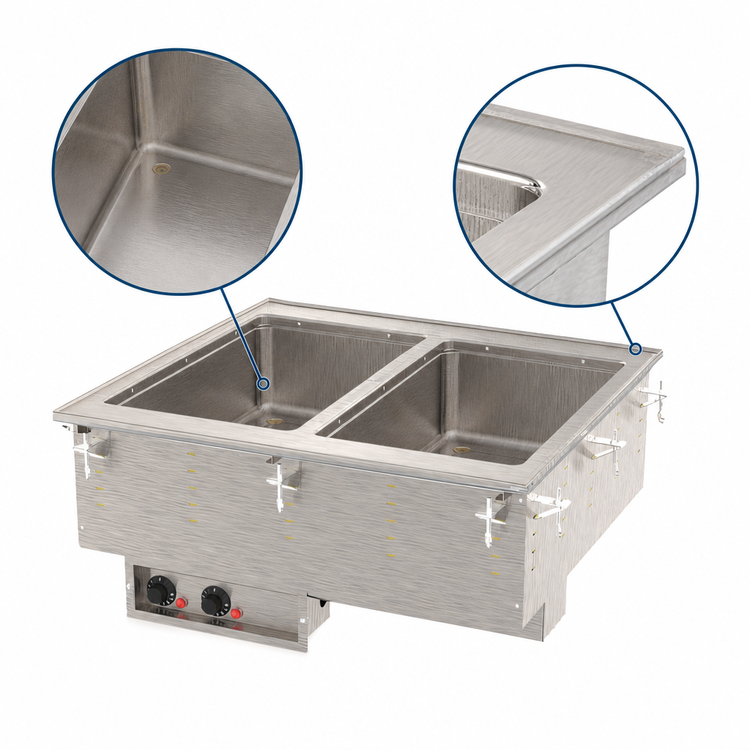 Product image #3 for Vollrath Two-Well Drop-In Electric Hot Food Well, Wet Operation, Individual Infinite Controls, 12 x 20-Inch Pans