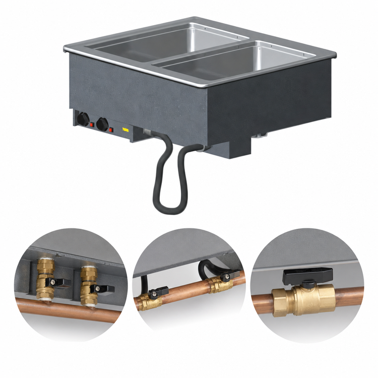 Product image #3 for Vollrath Two-Well Drop-In Electric Hot Food Well Unit with Auto-Fill and Manifold Drain, 12 x 20-Inch Wells