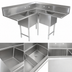 Thumbnail image #3 for John Boos E3BCS-244-2D24-X 18 Gauge 3-Compartment Stainless Steel Corner Sink with Dual 24-Inch Drainboards