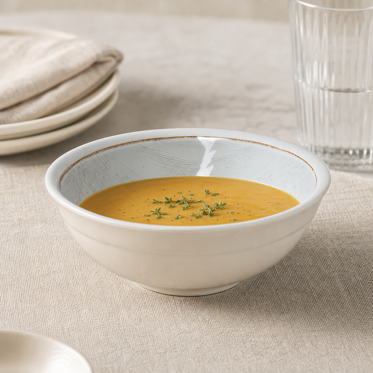 Product image #4 for Grove 20 oz. Round Rimmed Melamine Soup Bowl, 6 Inch, Buff