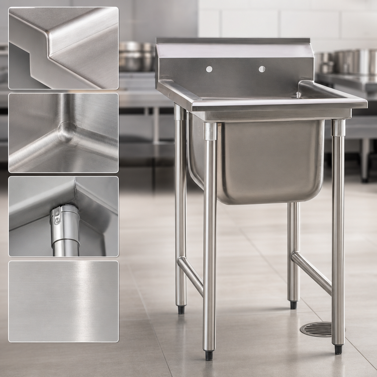 Product image #3 for Eagle Group 314 Series 1-Compartment Sink with 24-Inch Left Drainboard, 304 Stainless Steel, 44-7/8 x 27-1/2 Inches
