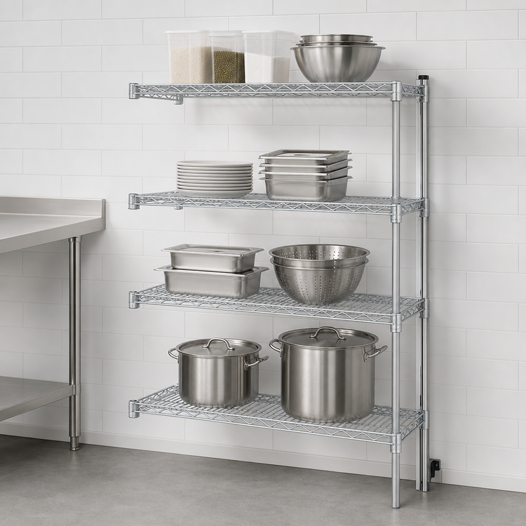 Product image #3 for Eagle Group 4-Tier 48"W x 18"D x 63"H Chrome-Plated Wire Add-On Shelving Unit