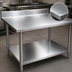 Thumbnail image #3 for John Boos Stallion 30 x 30 Stainless Steel Corner Work Table with 5-Inch Backsplash and Galvanized Undershelf