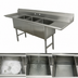 Thumbnail image #3 for Advance Tabco 3-Compartment Fabricated Sink with Left and Right Drainboards, 20 x 30 x 14 Inch Bowls