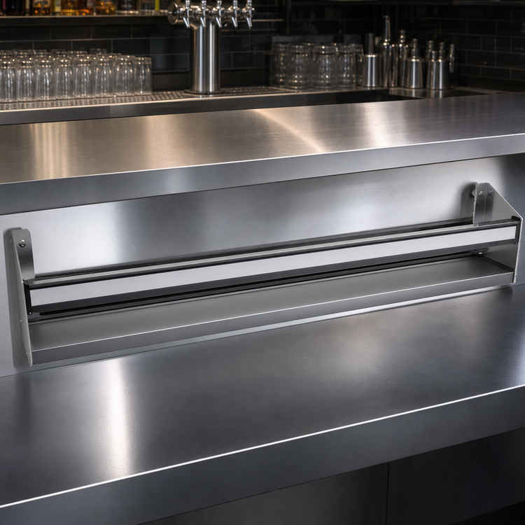 Product image #3 for Glastender 41-Inch Single Stainless Steel Open Step-and-Rail Speed Rail