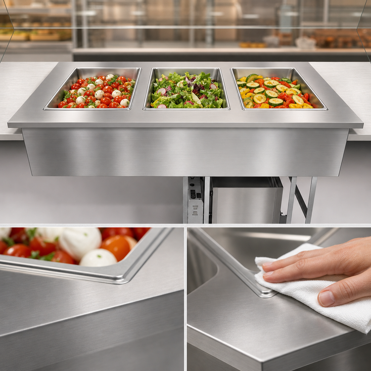 Product image #3 for Duke FCP3-SB 3-Section Flush Mount Drop-In Cold Pan Unit