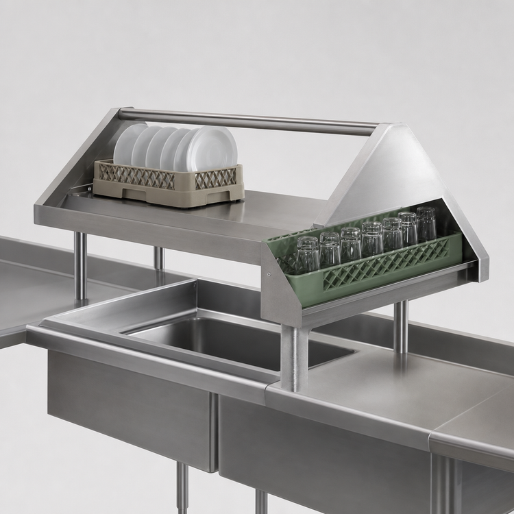 Product image #3 for Advance Tabco DTA-79S Double-Sided Slant Solid Base Rack Sorting Shelf for Dishtables