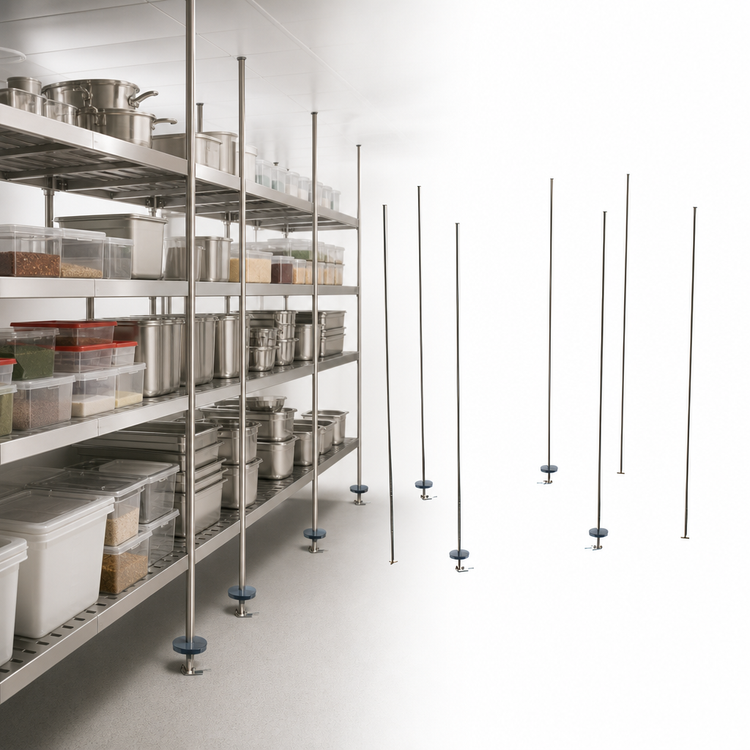 Product image #3 for Metro qwikTRAK Stainless Steel Stationary End Unit Kit for High Density Track Shelving