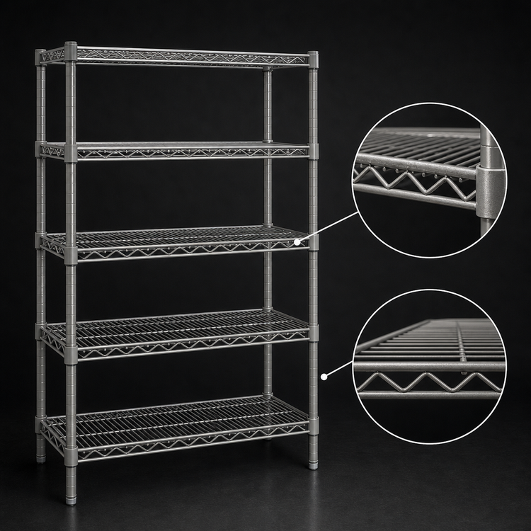 Product image #3 for Eagle Group Valu-Master 5-Tier Starter Wire Shelving Unit, 48W x 21D x 74H, Pewter Gray Epoxy