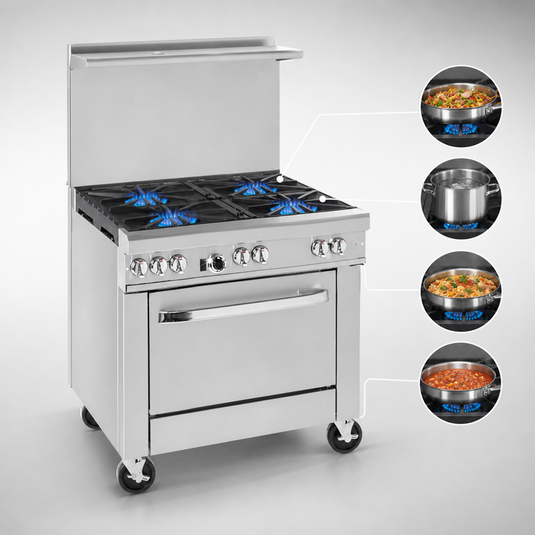 Product image #3 for Southbend Ultimate 36-Inch Gas Restaurant Range with 4 Non-Clog Open Burners, 12-Inch Griddle and Standard Oven