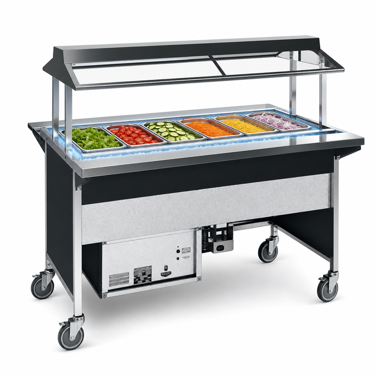Product image #3 for Atlas Metal CABT-6 91-1/4" Refrigerated 6-Pan Cold Food Serving Counter with Laminated Panel