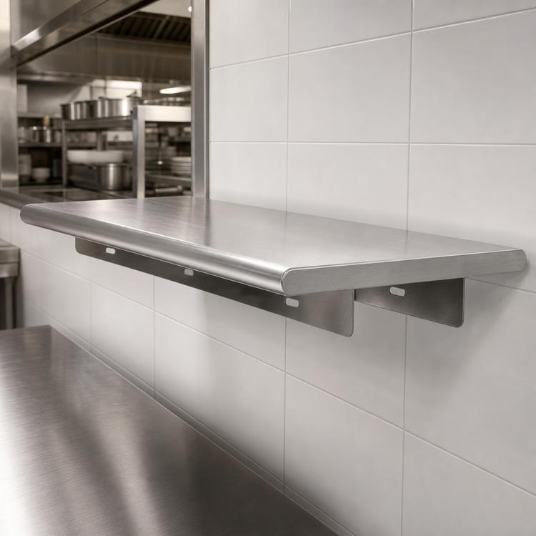 Product image #3 for Advance Tabco 144-Inch x 24-Inch Single Pass-Thru Shelf with Cantilever Brackets