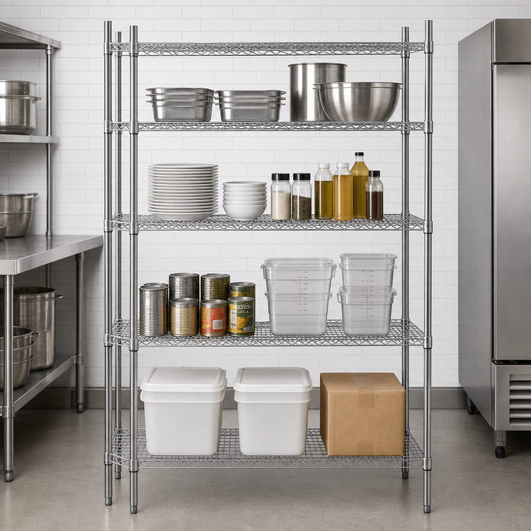 Product image #3 for Advance Tabco Special Value Series 60-Inch Wide Chrome Wire Shelving Unit, 24-Inch Deep x 74-Inch High