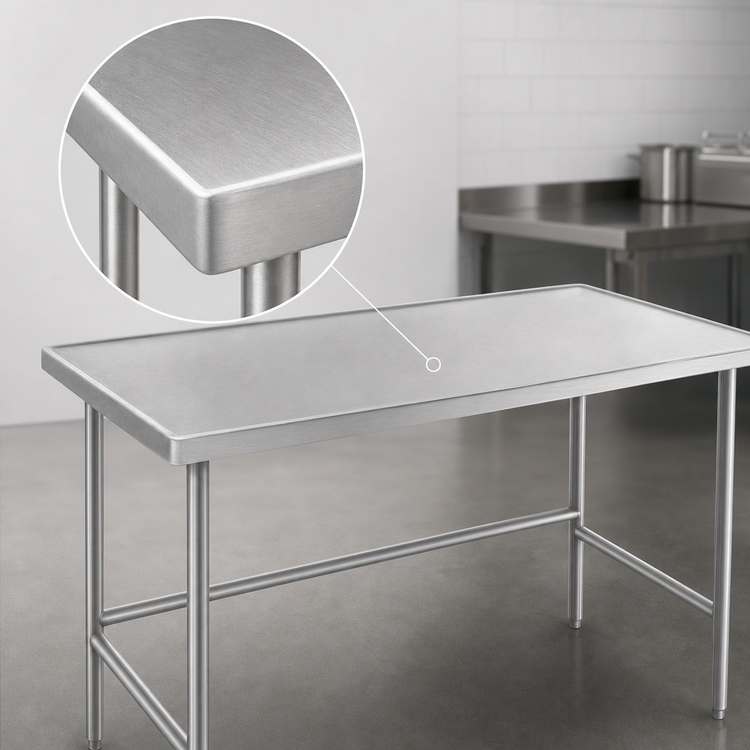 Product image #3 for Advance Tabco 144-Inch x 36-Inch Stainless Steel Work Table with 14-Gauge 304 Top and Countertop Edge