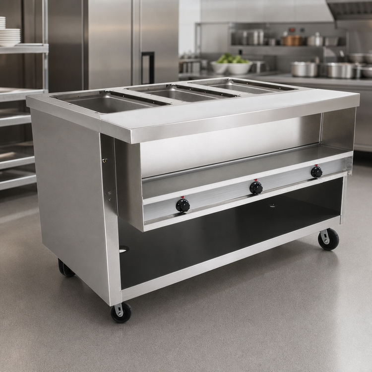 Product image #3 for Advance Tabco Heavy Duty Electric Sealed Well Hot Food Table with Enclosed Base, 3 Wells, 47-1/8 Inch, 120V