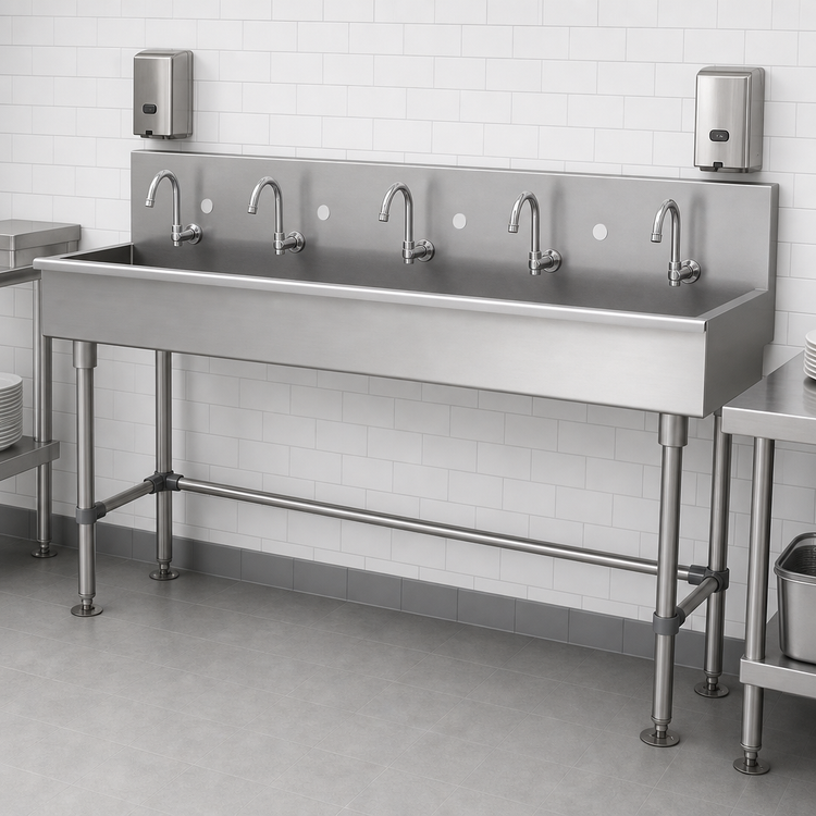 Product image #3 for Advance Tabco 60-Inch ADA Multiwash Freestanding 304 Stainless Steel Hand Wash Sink