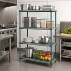Thumbnail image #3 for Quantum WR63-1430WPM 4-Tier Stationary Wire Shelving Unit with Plastic Mats, 30 x 14 x 63 Inch, Green Epoxy Coated