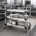 Thumbnail image #3 for Standard Duty Stainless Steel 3-Shelf Bus Cart with Push Handles, 36 x 24 Inches