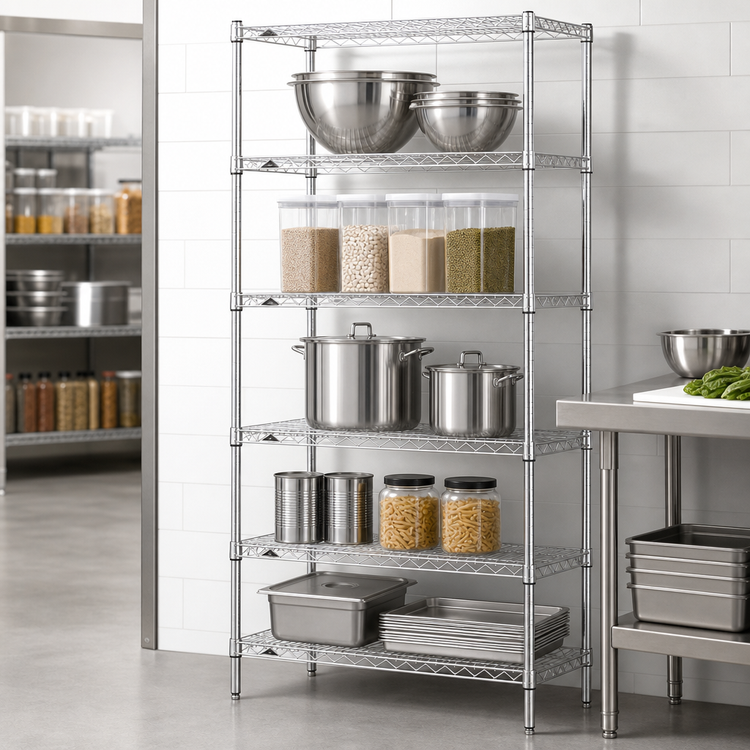 Product image #3 for Metro Super Erecta Chrome-Plated Starter Wire Shelving Unit, 30"W x 18"D x 74"H, 5 Shelves