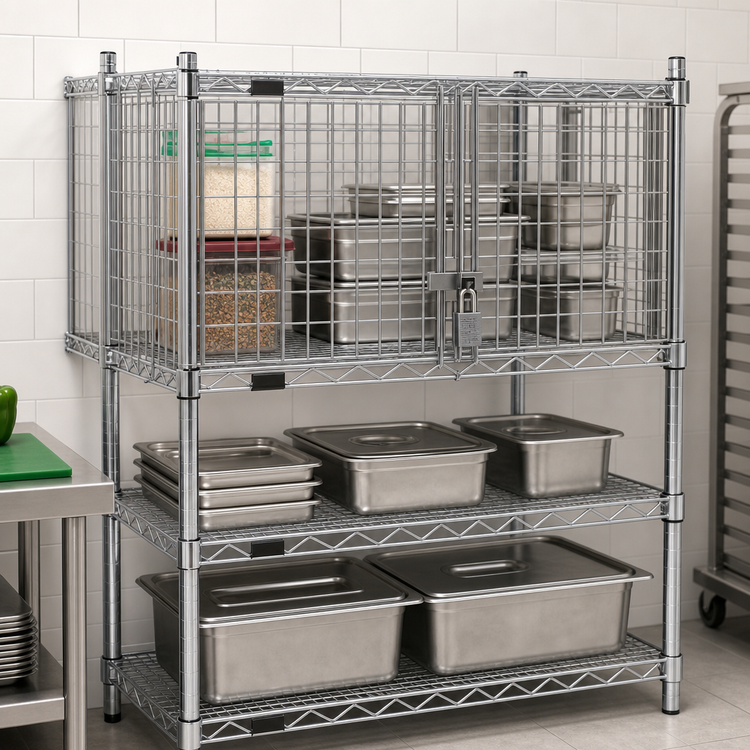 Product image #3 for Chrome Security Enclosure Kit for 60"W x 18"D Wire Shelving with Hinged Doors