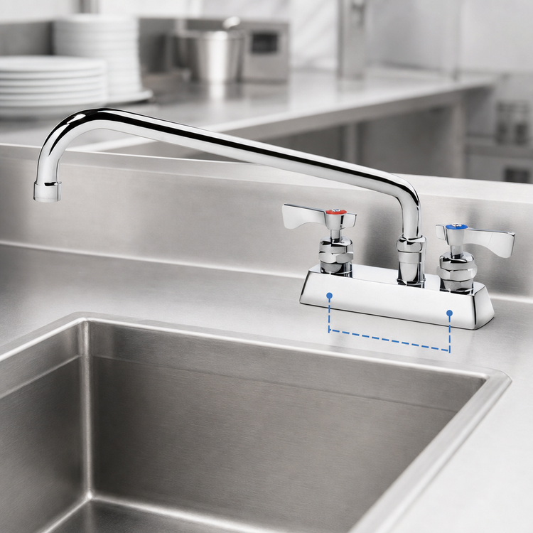 Product image #3 for Krowne Royal Series Low-Lead 4-Inch Center Deck Mount Faucet with 14-Inch Swing Spout