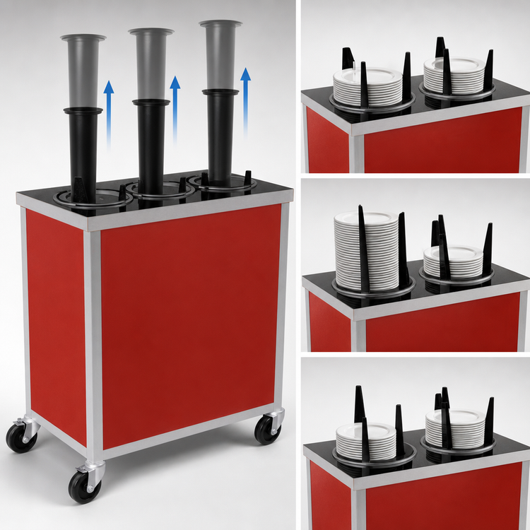 Product image #3 for Atlas Metal Mobile 3-Tube Enclosed Unheated Dish Dispenser Cart