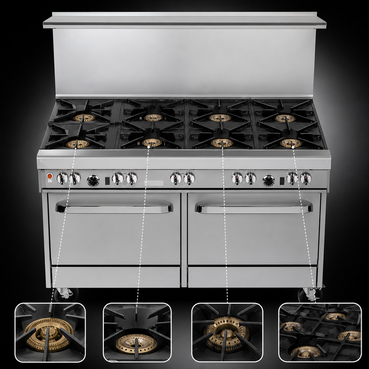 Product image #3 for Southbend Ultimate 60-Inch Commercial Gas Restaurant Range with 8 Open Burners and 2 Standard Ovens
