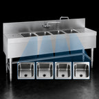 Thumbnail image #3 for Eagle Group Spec-Bar B5R-4-24 Four-Compartment Underbar Sink with Right Drainboard and Splash-Mounted Faucet, 60 x 24 x 37 Inches