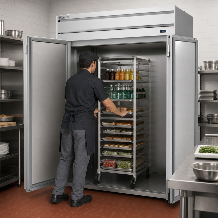 Product image #3 for Beverage-Air P-Series Extra Tall Two-Section Roll-In Refrigerator with Solid Doors