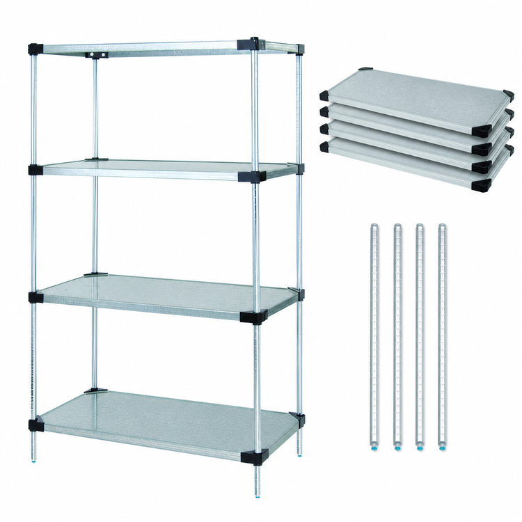 Product image #3 for Quantum 24" W x 24" D x 74" H Stationary Solid Shelving Starter Kit with 4 Solid Shelves