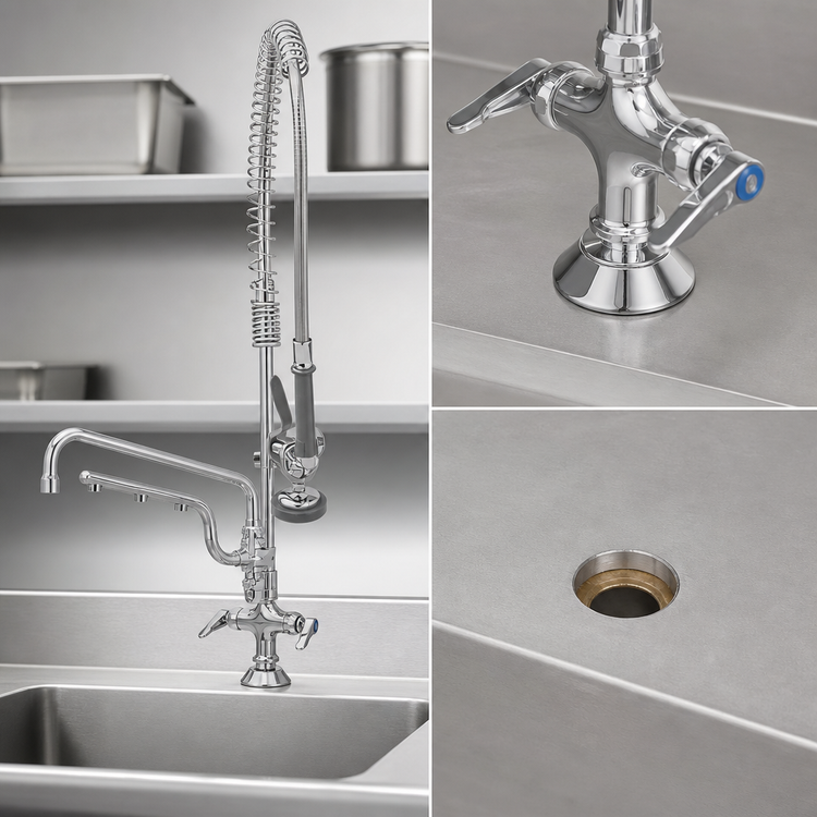 Product image #3 for UltraRinse Single-Hole Deck-Mount Manual Mixing Faucet with 12-Inch Swing Nozzle and Spray Valve