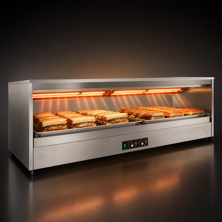 Product image #3 for BKI SM-5024L 50" Countertop Hot Food Display Sandwich Warmer with 1 Slanted Wire Shelf