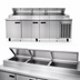 Thumbnail image #3 for Delfield 114-Inch Three-Section Refrigerated Pizza Prep Table, 30.9 Cu. Ft., Stainless Steel Top, 14 Third-Size Pan Capacity, Side-Mounted R290 Refrigeration