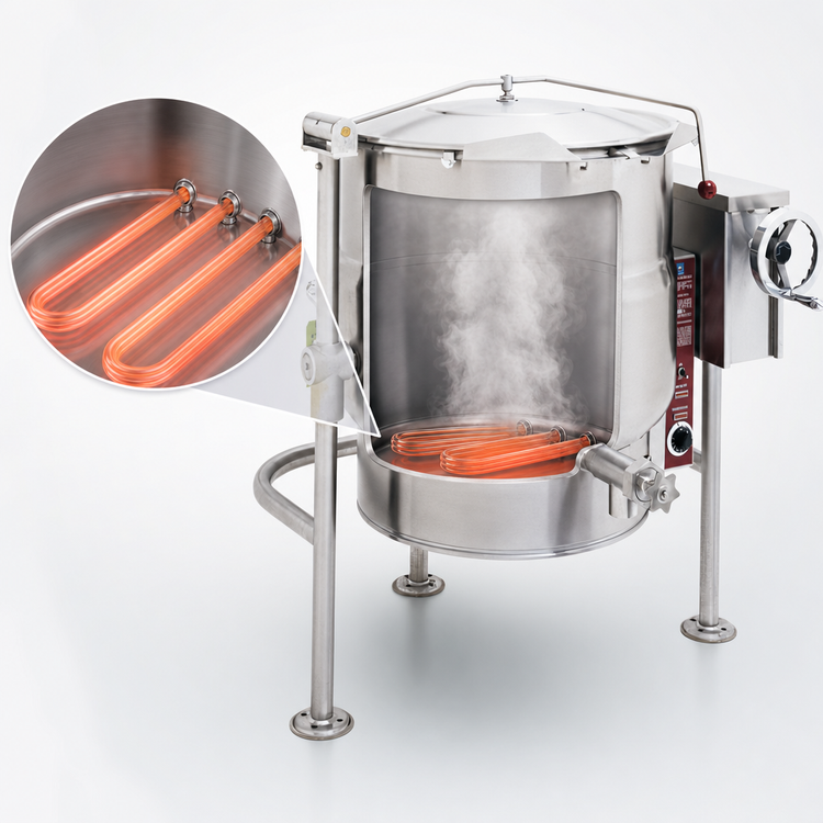 Product image #3 for Crown ELT-60 60 Gallon Electric Tilting Steam Kettle with Tri-Leg Base