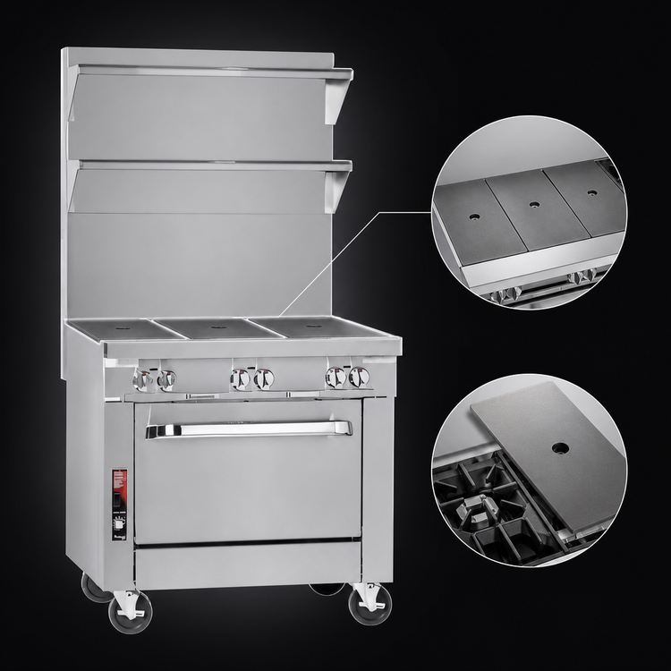 Product image #3 for Southbend Platinum 36-Inch Heavy Duty Gas Sectional Range with 3 Uniform Hot Tops and Standard Oven Base
