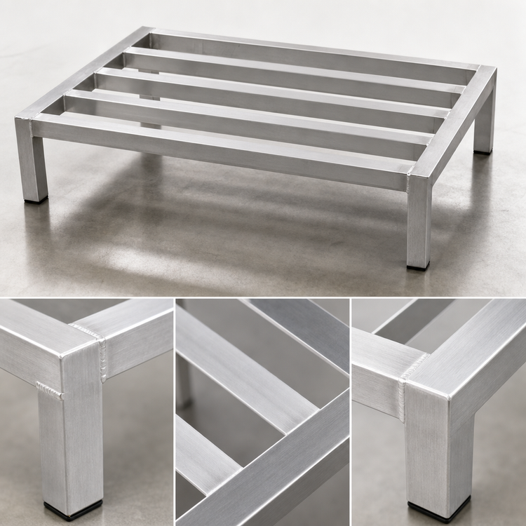 Product image #3 for Panco 48"W x 20"D x 12"H Tubular Aluminum Dunnage Rack, 2,000 lb. Capacity