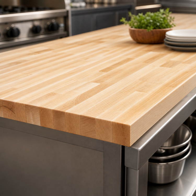 Product image #3 for Boos Block Blended Edge Grain Maple Kitchen Countertop, 132 x 27 x 1-1/2 Inch, Varnique Finish