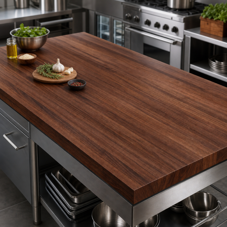 Product image #3 for John Boos Boos Block 84" x 42" American Black Walnut Edge Grain Kitchen Countertop, 2-1/4" Thick, Penetrating Oil Finish